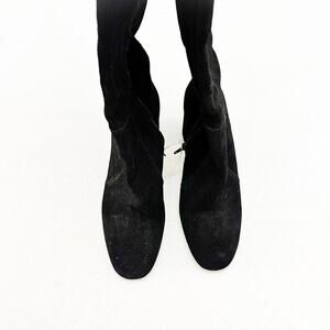 Essex Lane Suede Leather Black Heel Round Toe Knee High Boots Size 9